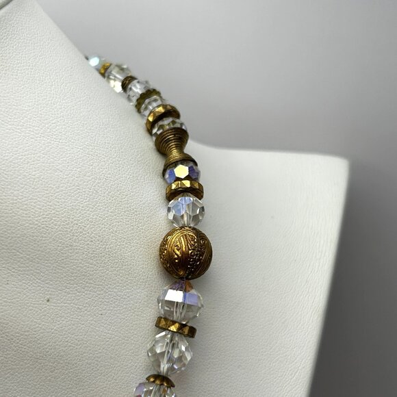 Vintage Czech Crystal Necklace Gold Tone Beads 14/20 GF Clasp 164 DRGM GES Mark - Picture 13 of 16